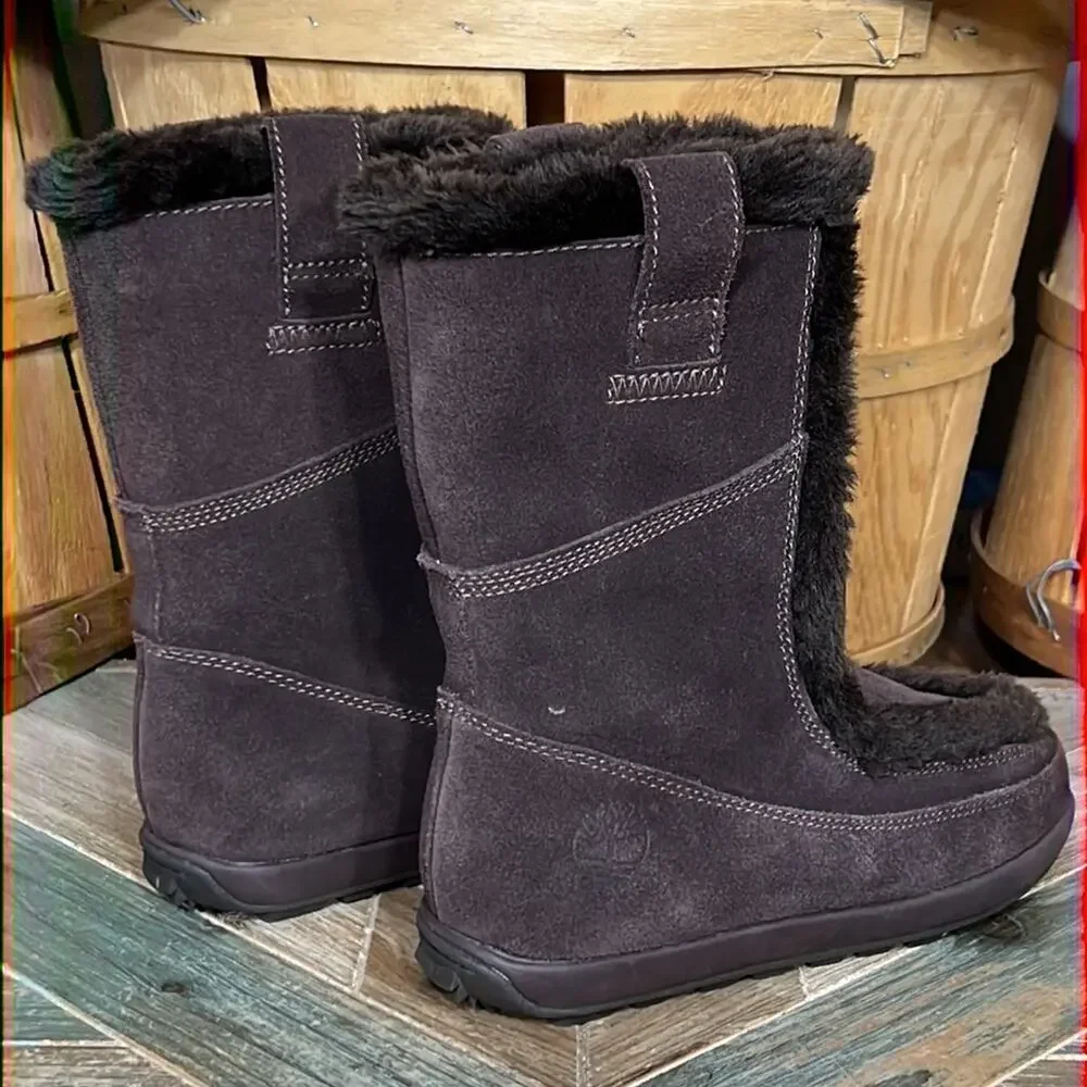 Timberland Mukluk Brown Suede Waterproof Faux Fur Pull On Boots Womens Size 7